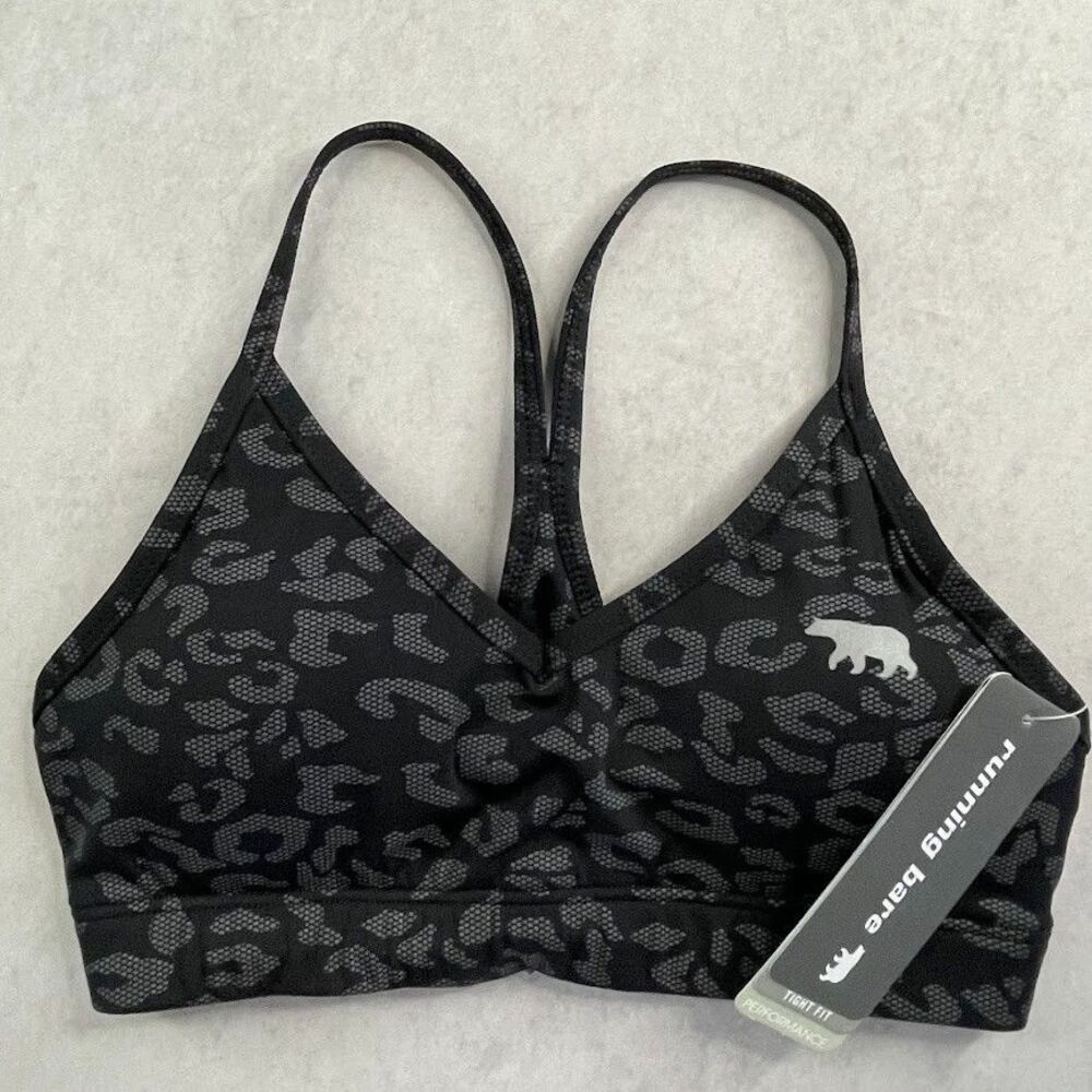 Running Bare Sports Bra Womens XS Black Workout Gym Size 2/4 Bra Activewear NEW!